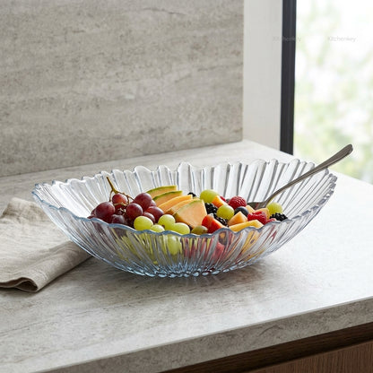 Luma Glass Serving Bowl | Elegant Oval, 33 x 26 cm Serving Bowl
