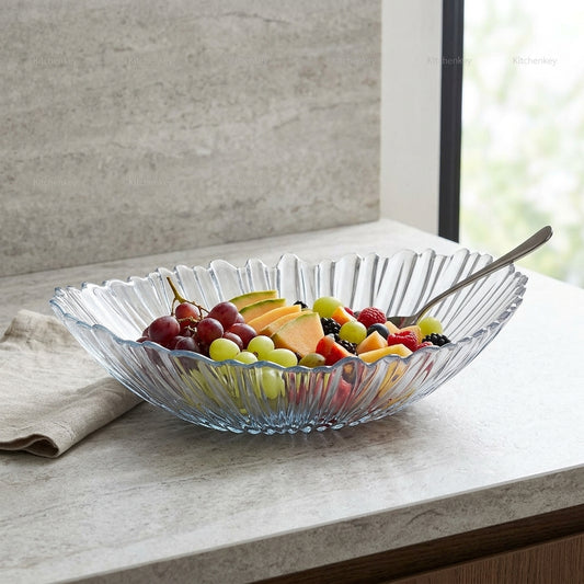 Luma Glass Serving Bowl | Elegant Oval, 33 x 26 cm Serving Bowl