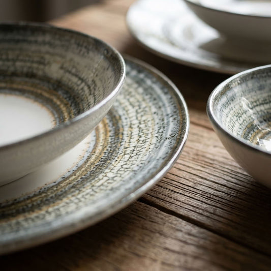 Aurelia Artisan Porcelain Plate Set – 24 Pieces