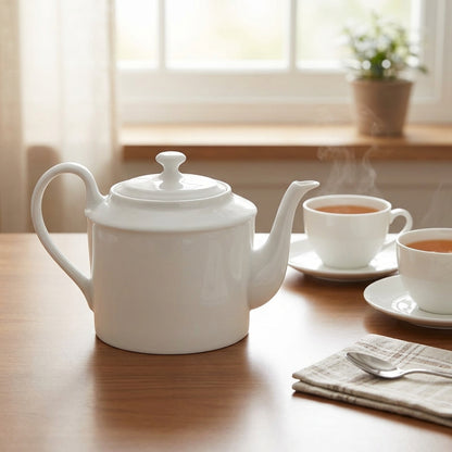 Makroon White Ceramic Teapot - 900 ml