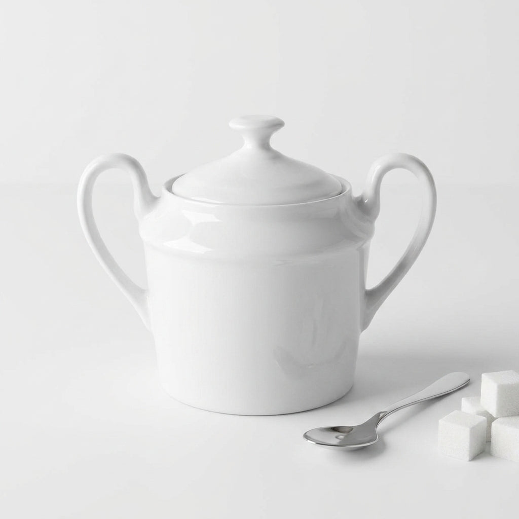 Makroon Sugar Porcelain Cup with Lid  | Elegant Sugar Jar for Tea & Coffee Serving