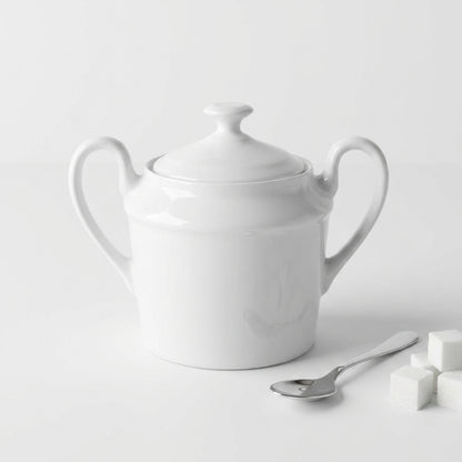 Makroon Sugar Porcelain Cup with Lid  | Elegant Sugar Jar for Tea & Coffee Serving
