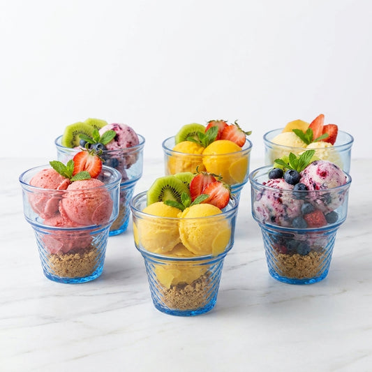 🍨 Elegant Glass Dessert Cups Set of 6 | Ice Cream, Fruit & Dessert Serving Bowls