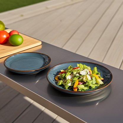 Teal-Ocean 12 Plate Modern Dinner Set serving 4 people