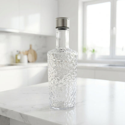 Talax 1100ml Textured Glass Water Bottles – Set of 2 | Juice & Beverage Bottles