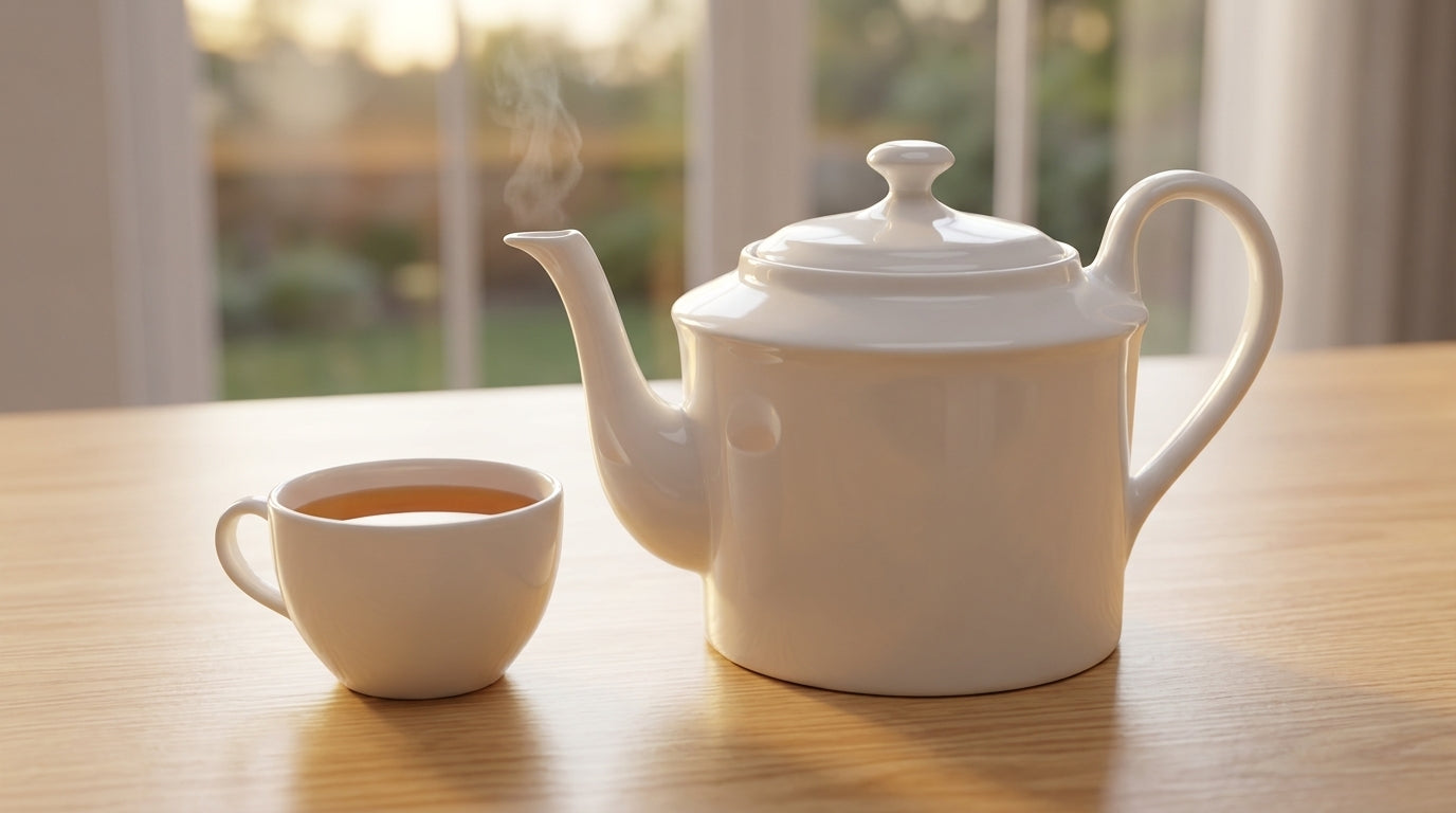 Makroon White Ceramic Teapot - 900 ml