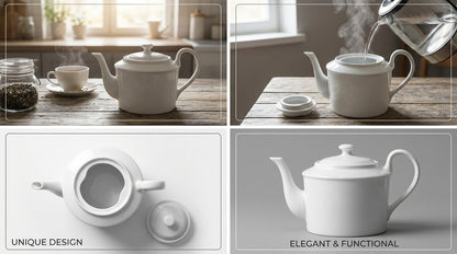 Makroon White Ceramic Teapot - 900 ml