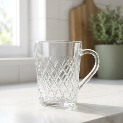 Diamond 255ml Glass Mug Set of 6