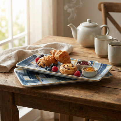 Blau Serving Porcelain Platter Set of 2