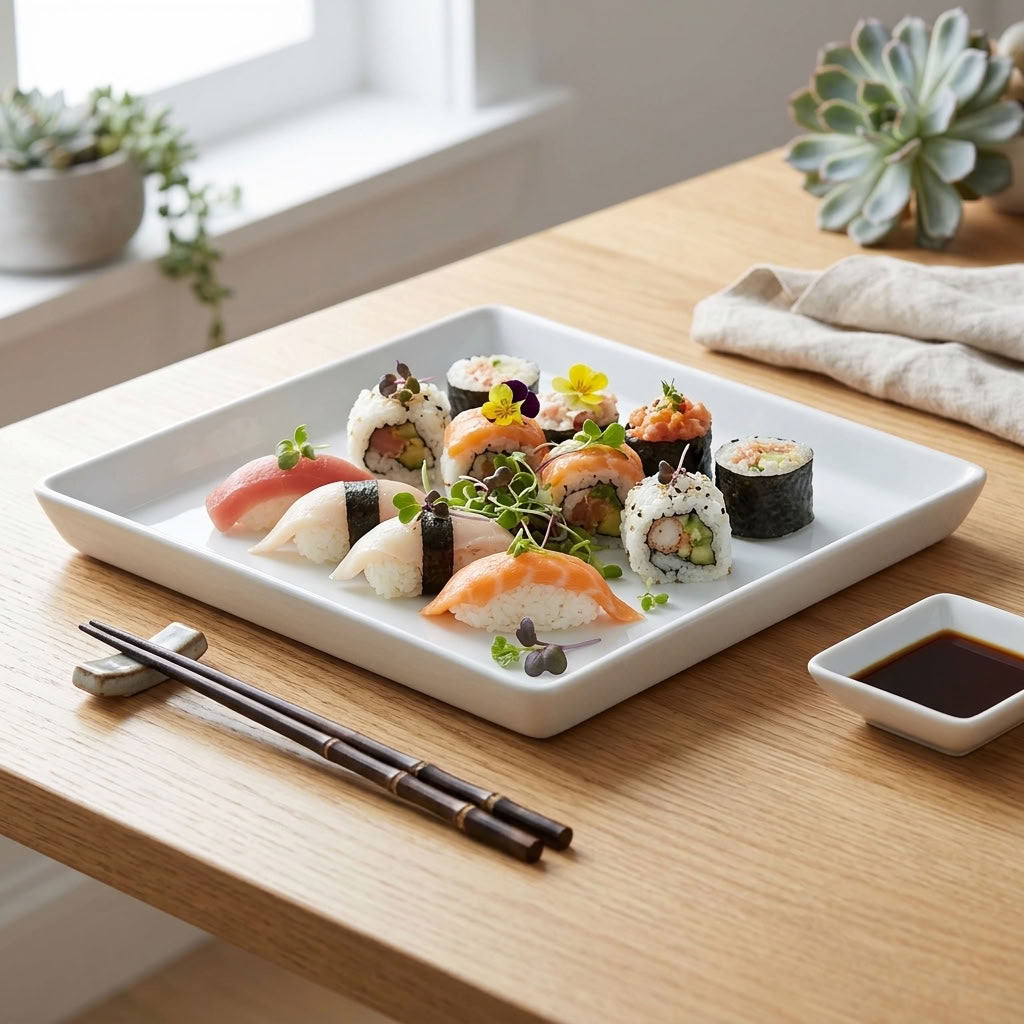 The White Edit — 18 cm Porcelain Plate Set of 4 | Elegant Square Plates