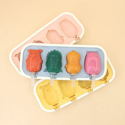 4-Pc Silicone Ice Cream Molds | BPA-Free Popsicle Makers for Homemade Treats | DIY Frozen Yogurt, Chocolate; Candy Molds