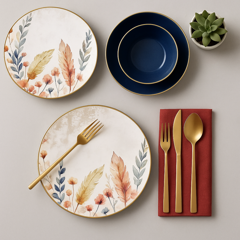 Feather Dinner set 24 Porcelain Plates