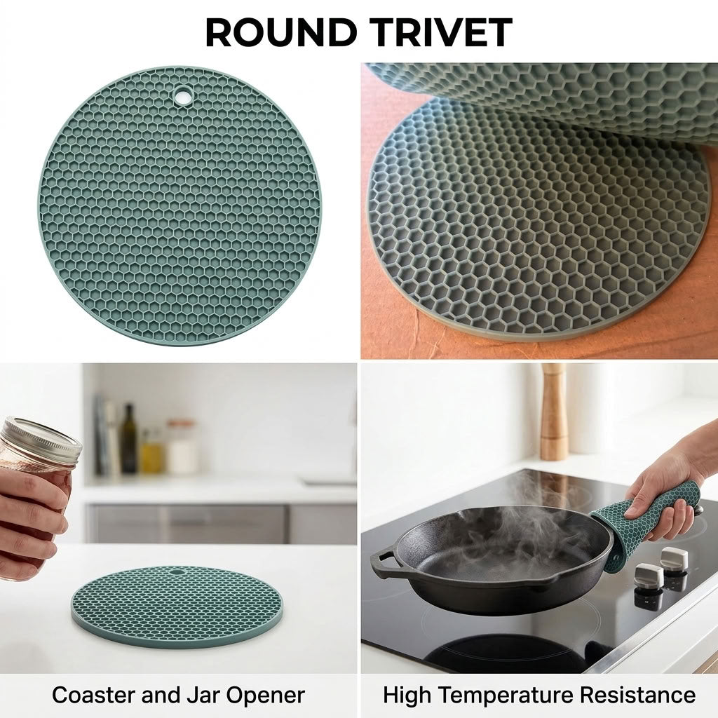 Honeycomb Silicone Heat-Resistant Trivet | Set of 2