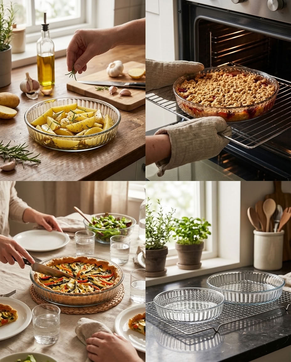 Double Borosilicate Glass Baking Dish Set – 32 cm & 26 cm