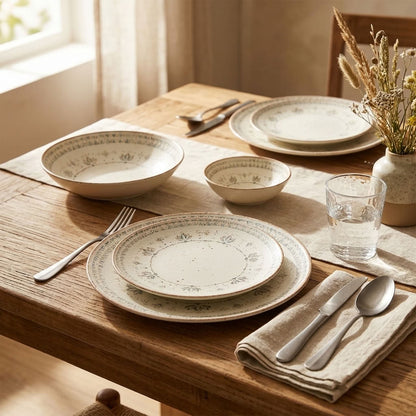 Botanical Ivory porcelain plates and bowls