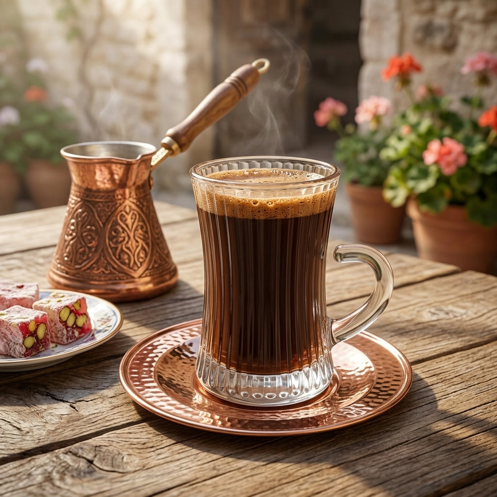 Mulid Ribbed Turkish Coffee 100ml Glass Cup Set of 6
