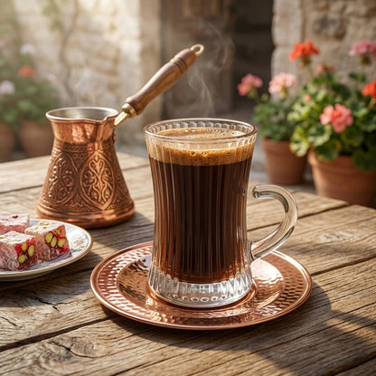 Mulid Ribbed Turkish Coffee 100ml Glass Cup Set of 6