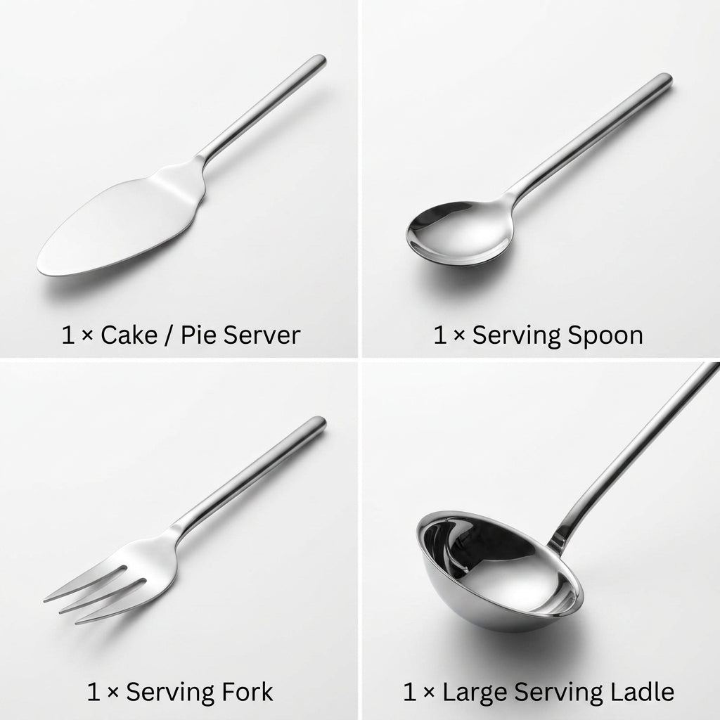 Sleek Stainless Steel 4-Piece Serving Utensil Set