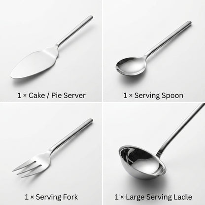 Sleek Stainless Steel 4-Piece Serving Utensil Set