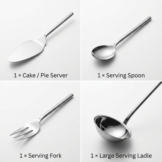 Sleek Stainless Steel 4-Piece Serving Utensil Set