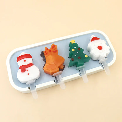 4-Pc Silicone Ice Cream Molds | BPA-Free Popsicle Makers for Homemade Treats | DIY Frozen Yogurt, Chocolate; Candy Molds