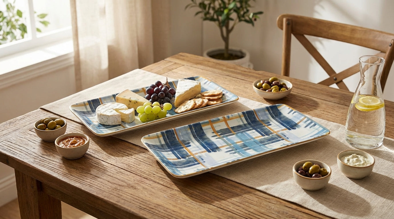 Blau Serving Porcelain Platter Set of 2