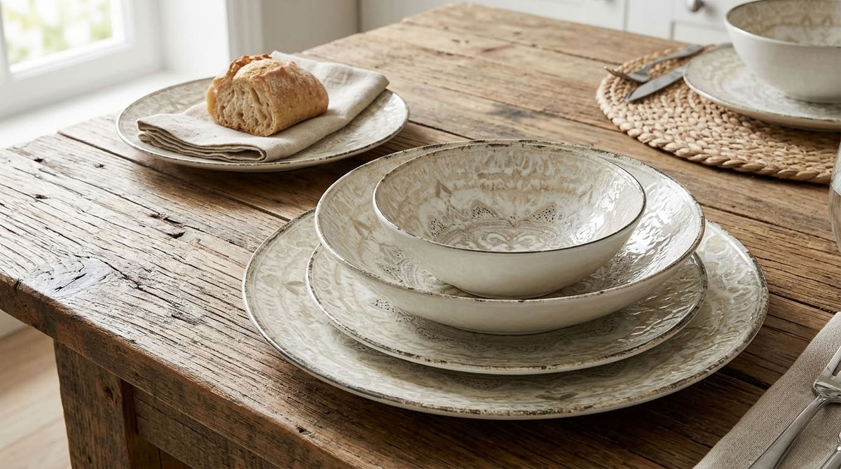 Maison Heritage Porcelain Dinner Set | 24 Pieces Family Tableware Collection
