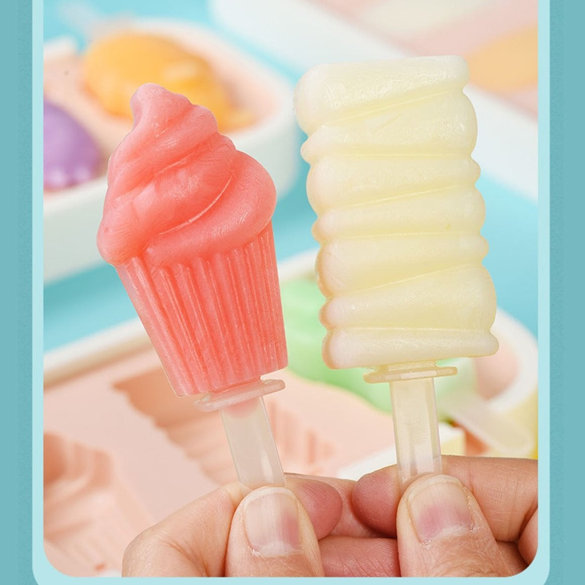 4-Pc Silicone Ice Cream Molds | BPA-Free Popsicle Makers for Homemade Treats | DIY Frozen Yogurt, Chocolate; Candy Molds