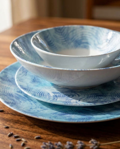 Azure Ripple 24-Piece Porcelain Dinner Set