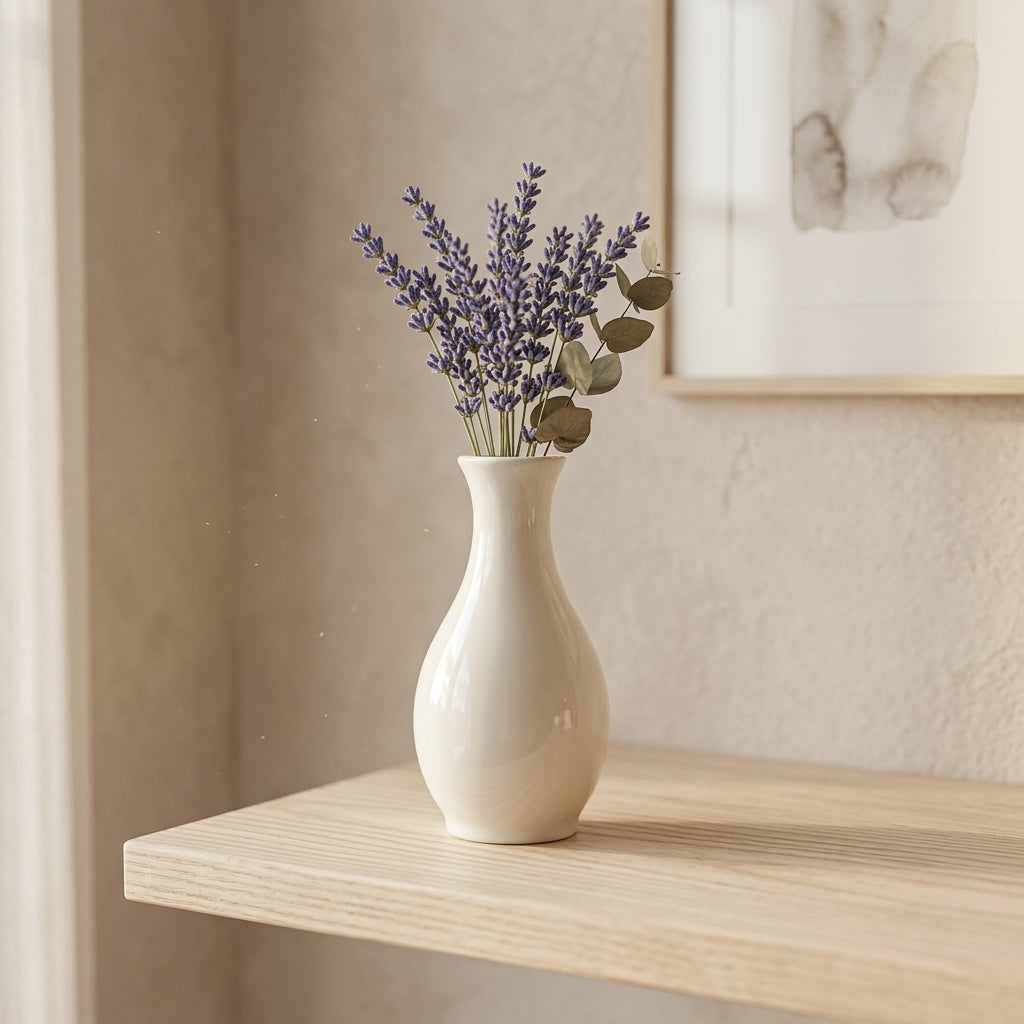 Luvmi White Ceramic Vase | Long Neck Bottle Vase
