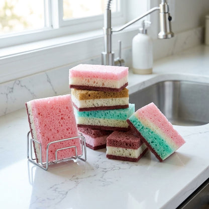 Multi-Layer Kitchen Cleaning Sponges – 5 Pieces | Non-Scratch Kitchen Sponge | All-in-One Dishwashing Tool