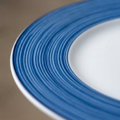 Blaulino 18 Porcelain Plate Dinner Set | Blue Rim Tableware Set for 6 People
