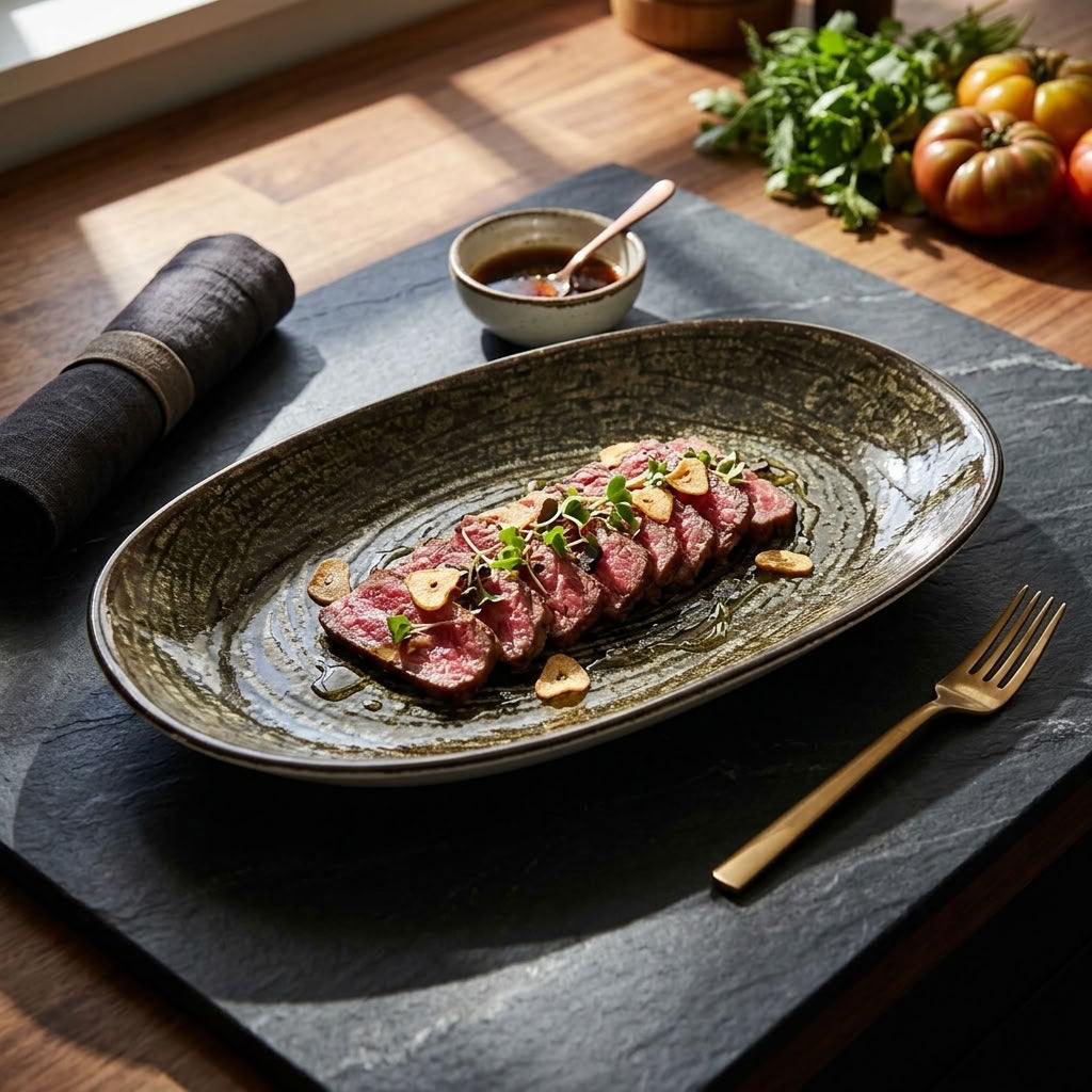 Bhule Oval Serving Porcelain Platters – Set of 2 (30 × 18.5 cm)