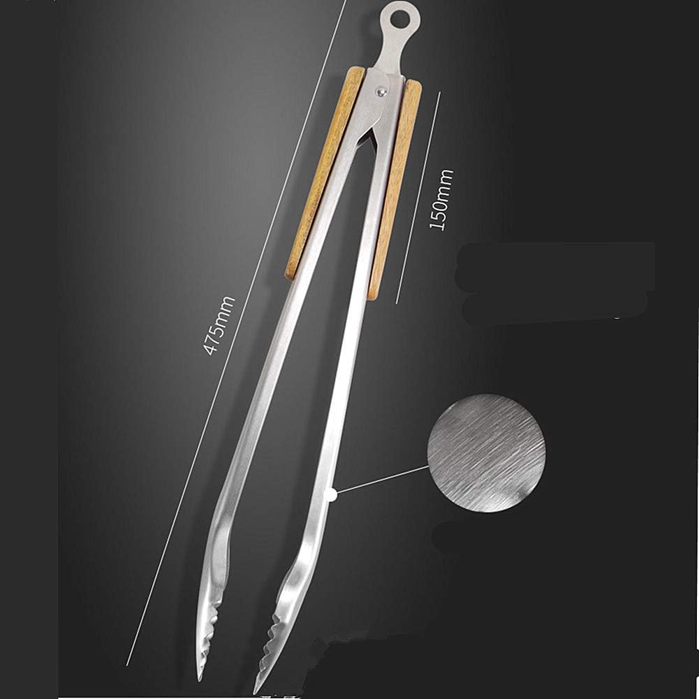 Pair of tongs with measurements on a dark background