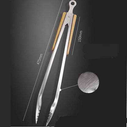 Pair of tongs with measurements on a dark background