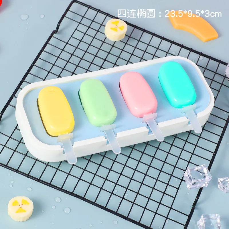 4-Pc Silicone Ice Cream Molds | BPA-Free Popsicle Makers for Homemade Treats | DIY Frozen Yogurt, Chocolate; Candy Molds