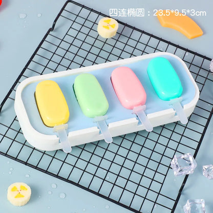 4-Pc Silicone Ice Cream Molds | BPA-Free Popsicle Makers for Homemade Treats | DIY Frozen Yogurt, Chocolate; Candy Molds