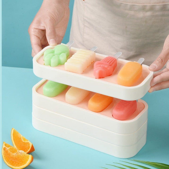 4-Pc Silicone Ice Cream Molds | BPA-Free Popsicle Makers for Homemade Treats | DIY Frozen Yogurt, Chocolate; Candy Molds