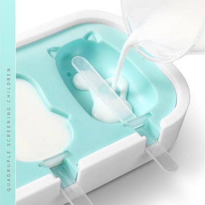 4-Pc Silicone Ice Cream Molds | BPA-Free Popsicle Makers for Homemade Treats | DIY Frozen Yogurt, Chocolate; Candy Molds