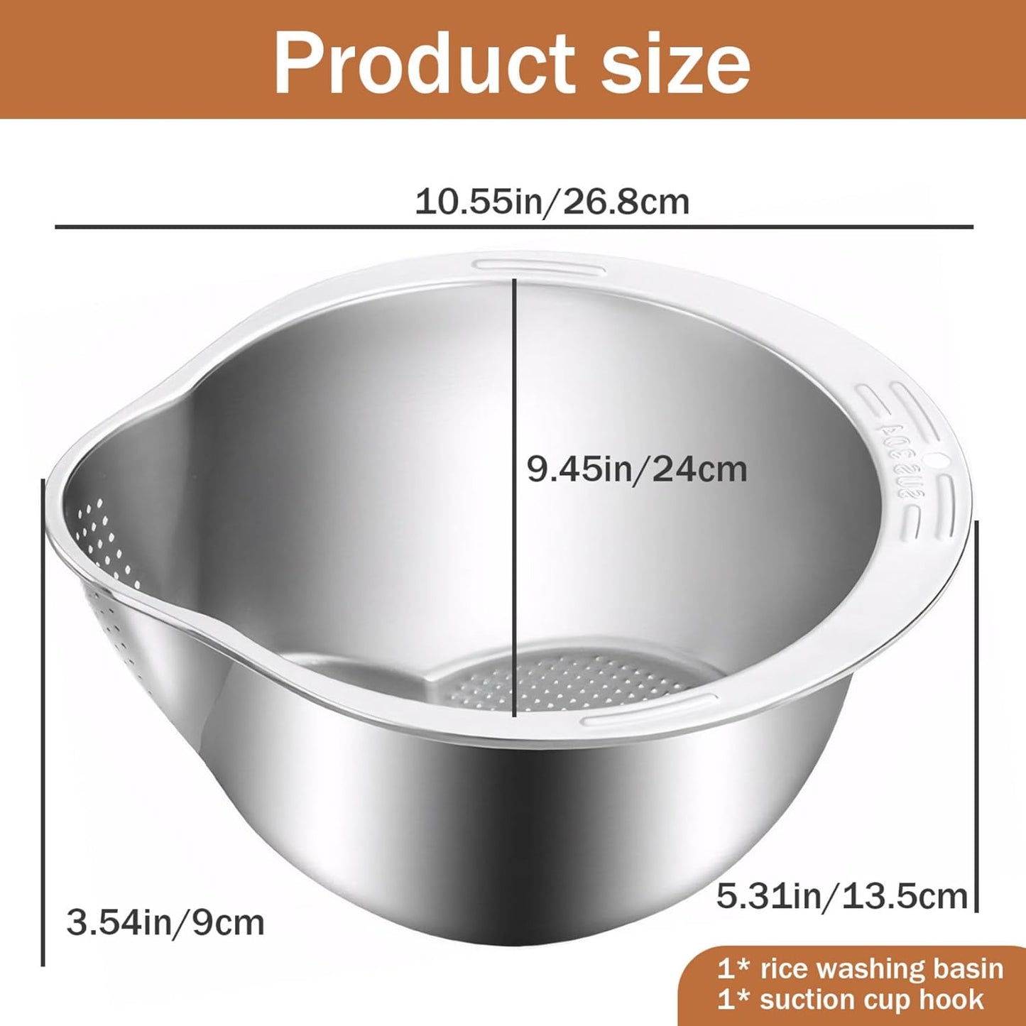 Ghaba Stainless Steel Rice Strainer Bowl