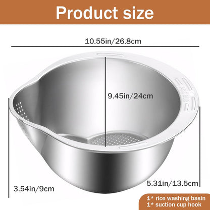 Ghaba Stainless Steel Rice Strainer Bowl