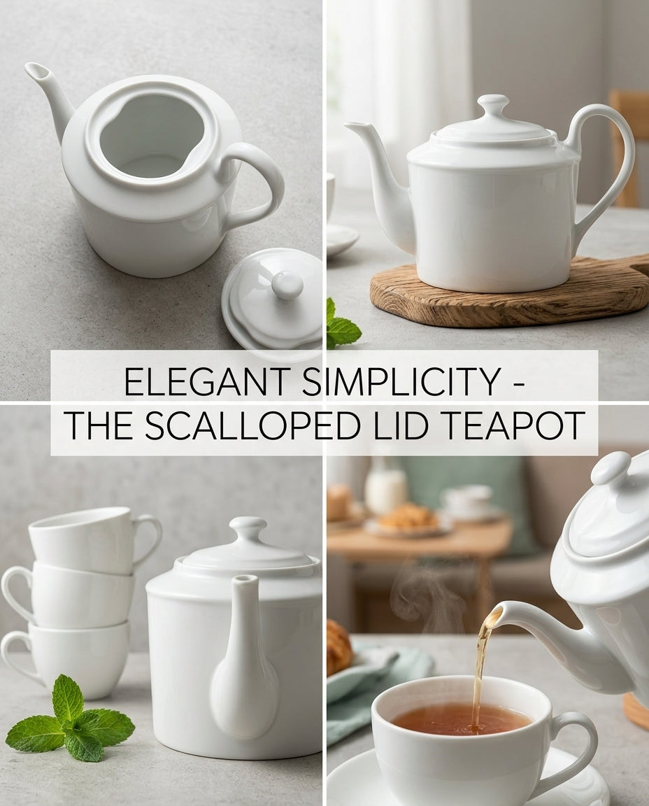 Makroon White Ceramic Teapot - 900 ml