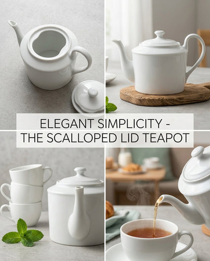 Makroon White Ceramic Teapot - 900 ml