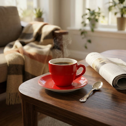 Rosso Espresso Cup & Saucer Set | Set of 6 (90 ml)