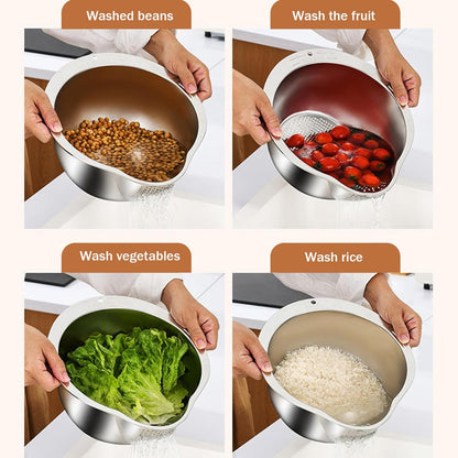 Ghaba Stainless Steel Rice Strainer Bowl