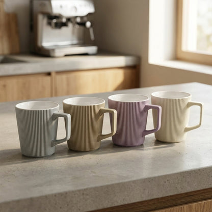Lina Ribbed Mug Set for 4
