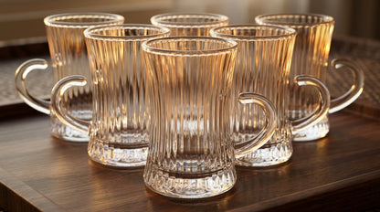 Mulid Ribbed Turkish Coffee 100ml Glass Cup Set of 6