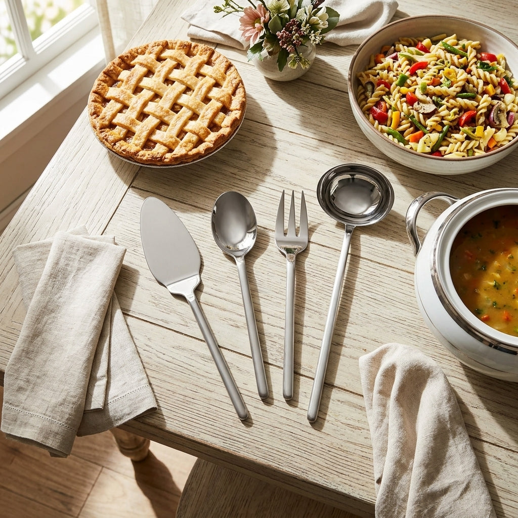 Sleek Stainless Steel 4-Piece Serving Utensil Set