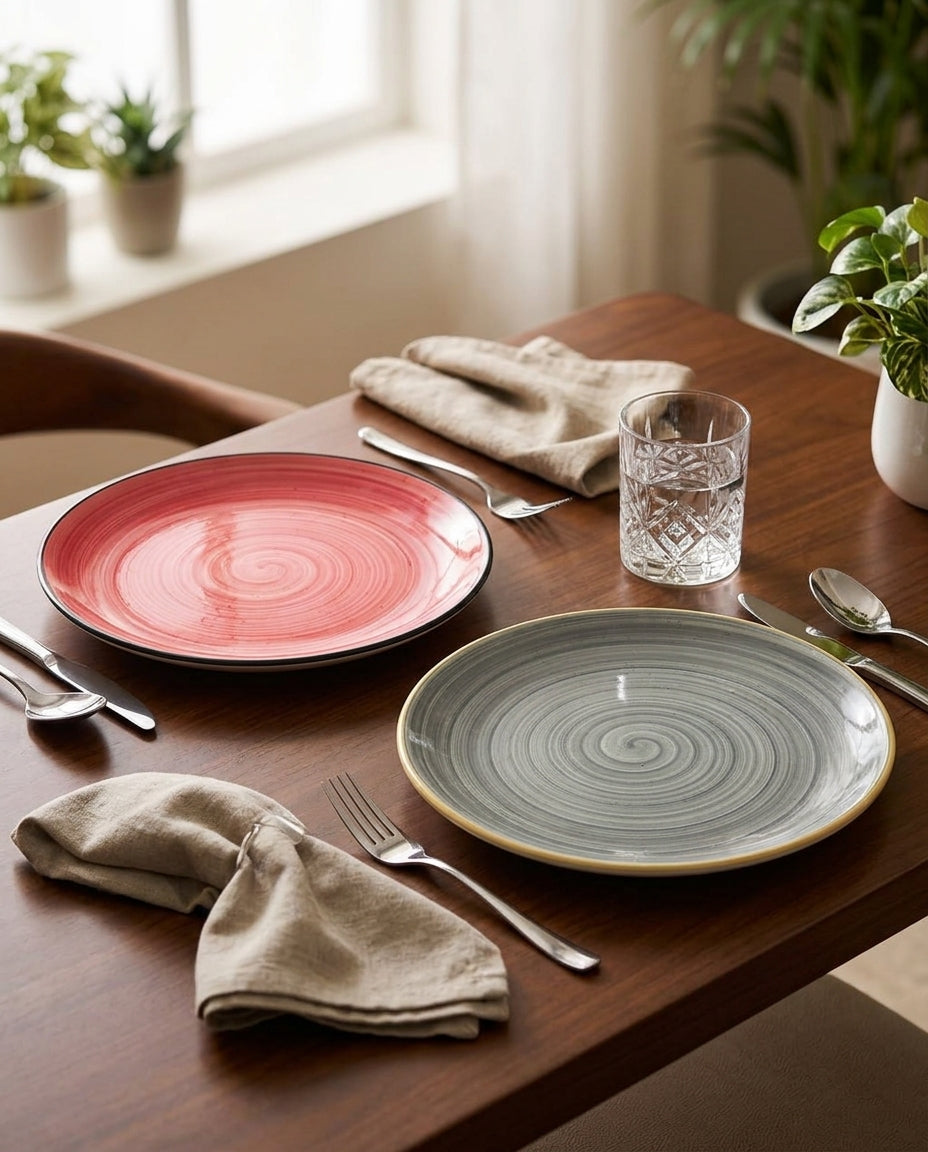 Spiral Porcelain Dinner Plate Set – 30 cm (Set of 2)