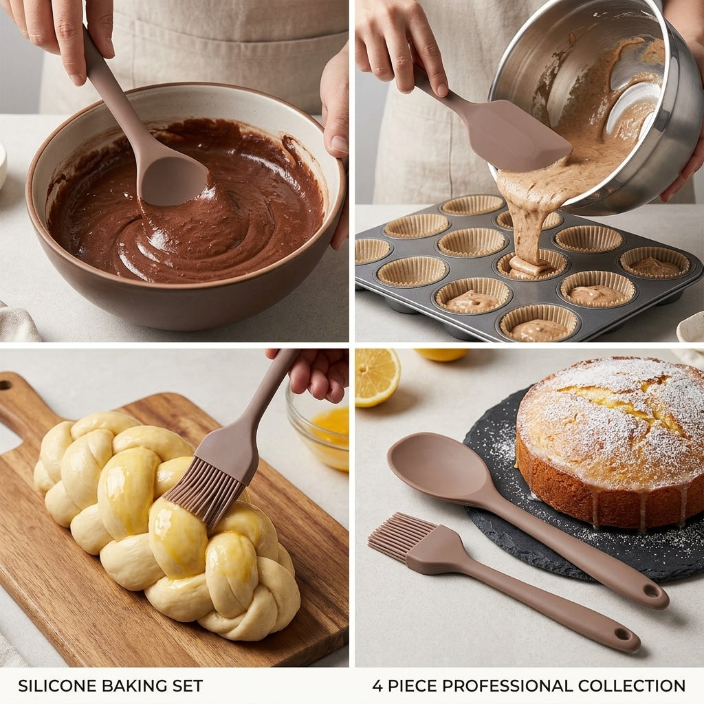Forma Silicone 3pc Spatula Set - Gray & brown